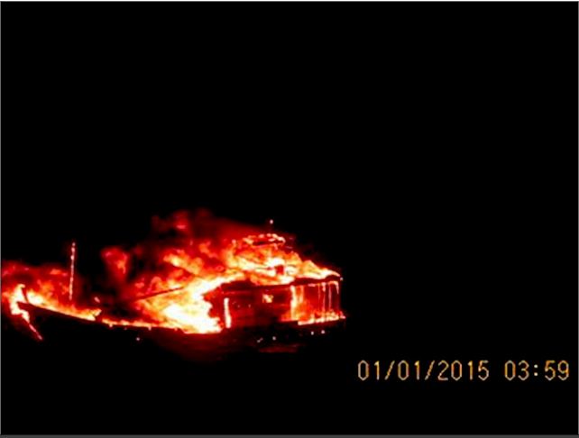 suspicious boat blows up of coast of gujarat pic courtesy ANI