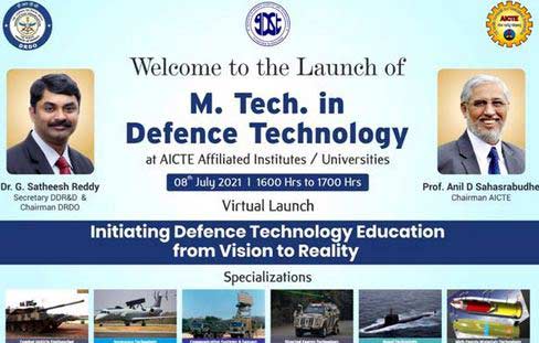 DRDO & AICTE launch regular M. Tech. Program in defence technology  UNN