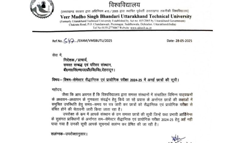 utu-june-2025-exam-student-attendance-debarred